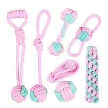 1/4/5/6/7/9PCS Pet Rope Chew Toy - Suitable For Small, Medium And Large Dogs. This Interactive Tooth-Cleaning Toy Features A Durable Textured Surface And A Sturdy Structure. Perfect For Active Pets. - Beige - View 18