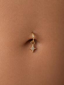 1pc 925 Sterling Silver Star Pendant Belly Button Ring, Navel Jewelry, Available In 8mm, 10mm And 12mm Sizes - Navel Nails - View 1
