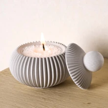 2Pcs/Set Ins Style Vertical Striped Spherical Storage Jar With Lid Silicone Mold DIY Cement Clay Plaster Aromatherapy Candle Cup Nordic Style Jewelry Storage Box Resin Casting Mold - Style A-01 Round Striped Storage Box With Lid Mold - View 7