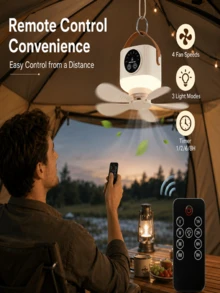 Kipas Gantung Portabel untuk Tenda, Cocok untuk Berkemah di Luar Ruangan, Dilengkapi Lampu LED Ultra Terang, Baterai Isi Ulang Kapasitas Besar, Kipas Gantung Mini, 4 Kecepatan Angin yang Dapat Diatur, Timer dan Kontrol Jarak Jauh, Pengisian Cepat Tipe-C, Cocok untuk Tenda, Asrama, Kamar Tidur, Halaman Belakang, Teras, Taman - 1 buah - View 6