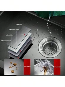 LY Fregadero de cocina Fregadero de cocina moderno Con grifo de tres funciones, grifo de agua filtrada y dispensador de jabón para satisfacer todas las necesidades del hogar. Un fregadero esencial para las cocinas contemporáneas(55 cm * 45 cm * 21 cm) - Negro - Ver 4