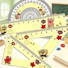SpongeBob SquarePants 4 Pcs Transparent Ruler Ins Cartoon Drawing Measuring Ruler Acrylic Ruler Set Learning Stationery Set, Best Holiday Party Atmosphere Decoration For Good Friends, Perfect Party Decoration, Home Decor, Perfect Room Decoration, Christmas Gift Graduation - Multicolor - View 4
