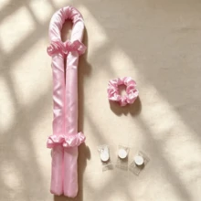7pcs Satin Heatless Curling Rods Set, Same Color Satin Scrunchies, Disposable Face Towels, Leopard Print Hair Curlers, No Damage Overnight DIY Natural Wavy Hair Styling Tools, Home Dorm Travel Hair Care Skincare Set, Birthday Valentine's Day Mother's Day Christmas Gift For Girlfriend Best Friend Mom Young Girl - Heatless Satin Curling Rod - View 8
