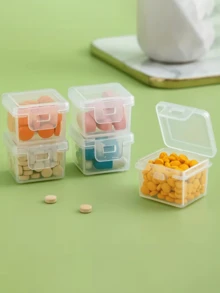 12/6/1pc Transparent Plastic Pill Box With Safety Lid, Stackable Multi-Compartment Pill Organizer For Vitamins, Supplements, Medications, Travel And Home Use, Durable Pill Storage Box, Suitable For Office, Handbag Portable Pill Box - View 4