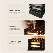 1 buah Diffuser Aromaterapi Elektrik Flame Fragrance dengan Lampu Ambient 7 Warna untuk Dekorasi Ruangan dan Kamar Tidur, Pelembap Ultrasonik Senyap dengan Tangki Air 200ml, Hadiah untuk Pria dan Wanita, Hadiah Liburan, Perlengkapan Musim Gugur (Didukung USB) - MultiWarna - View 4