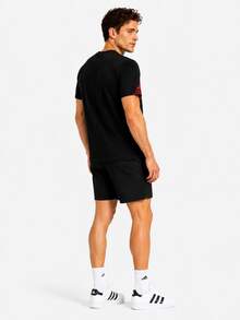 Adidas 夏季新款速干大Logo透气舒适休闲运动短袖T恤，男女款 - 黑色/紅色 - 查看 7