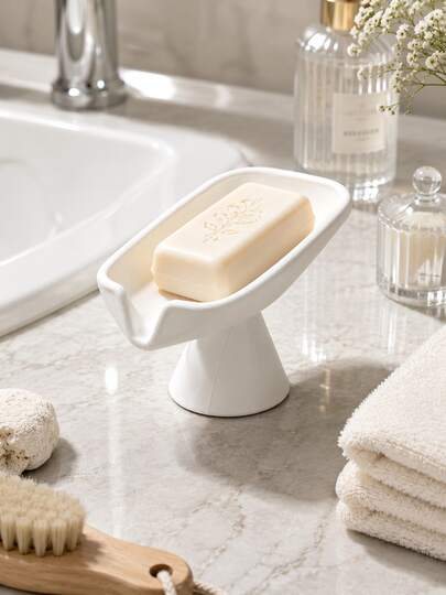 1pc Modern Base Soap Dish, Elevated Bar Soap Holder With Sturdy Base, Suitable For Bathroom Countertop, Vanity Sink, Bathtub And Kitchen Counter, Minimalist Bathroom Accessory, Home Gift, Bedroom Decor, Birthday Gift, Colegio,
