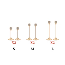 Gold Rhinestone Metal Candle Holder 3/6pcs Set, Luxury Wedding Banquet Decor, Home Dining Table Candle Ornament - Shimmering Style - View 12