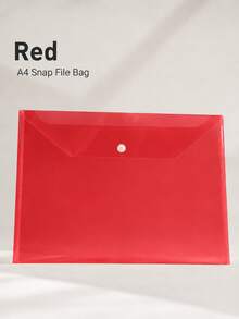 1pc A4 Transparent Plastic Snap Button File Folder, 5 Colors Available, Thickened Large Capacity Document Storage Bag, Essential Back To School Office Stationery Organizer - Multiple Styles - View 5