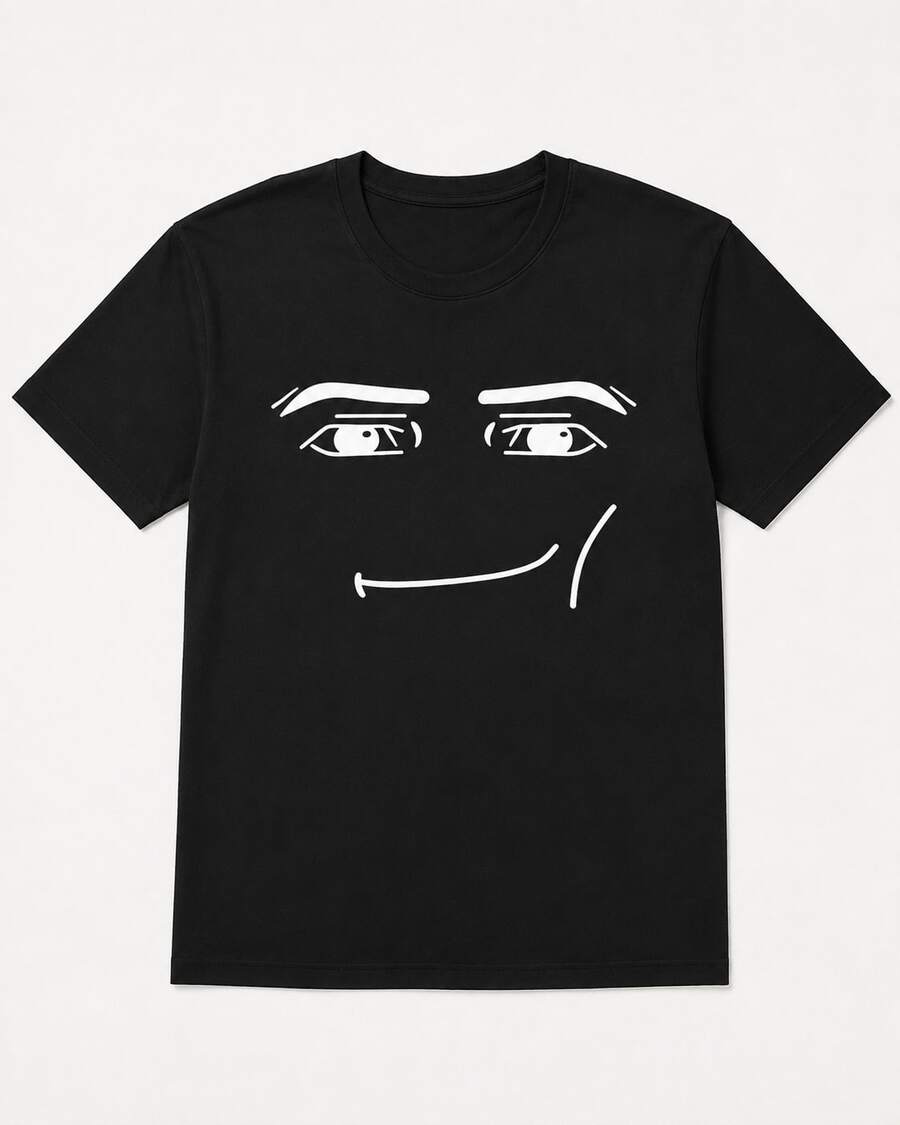 2026 New Summer Y2K Unisex T-Shirt, Cartoon Robot Face Graphic Tee, Funny Crew Neck Short Sleeve Shirt, Harajuku Casual Top For Women Men, QTQA - 黑色 - 查看 1