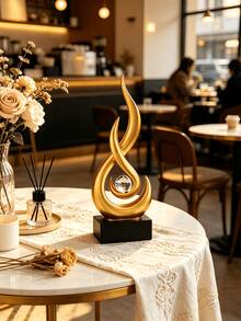 1pc Flame Statue Ornament, 11.8 Inch Abstract Resin Sculpture, Suitable As Modern Home Decor, Minimalist Artwork, Bookshelf, Coffee Table Or Dining Table Centerpiece. 4 Colors Available (No Electricity Required) - Classic Style - View 10