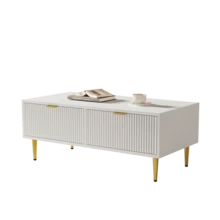 Modern White Coffee Table With Golden Accents - 白色 - 查看 4