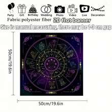 1pc Tarot Tablecloth 12 Zodiac Divination Altar Cloth Chess Board Game Wealth Astrology Oracle Card Mat For Game Room, Dorm Decor, Party Tablecloth - Multicolor - View 9