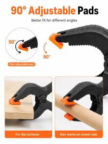 3pcs 4 Inch Spring Clamps With 90° Soft Jaw Pads, 50mm Opening Plastic Clips Compatible With Backdrop Stand, Background Cloth, Paper Roll, Reflector, Tablecloth, Fabric, Cardboard, Crafts & Home DIY - View 8