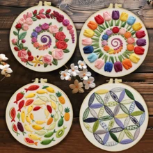 1PC 20*20cm/7.9*7.9in,Beautiful Patterns Embroidery Kit, DIY Handmade Embroidery Set For Adult Beginners, Home Gift, Women's Sewing Gift, Including User Manual, Printed Pattern Fabric, Embroidery Frame, Needle And Thread. - Beautiful Patterns - View 2