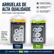 Arruela Lisa Zincada 8mm ou 10mm para Parafusos e Fixações - IDEA - 10mm - 20pçs - Visão 3