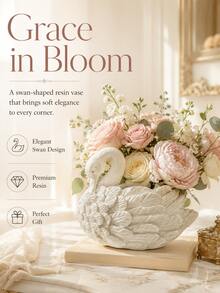 Elegant Swan Resin Succulent Planter - Exquisite White Swan Design With Delicate Feather Texture, Perfect For Succulents, Cacti And Small Plants On Windowsills, Desktops And Patios. Adds An Elegant And Charming Atmosphere, A Charming Decorative Storage Item For Beauty Lovers. - Multicolor - View 4