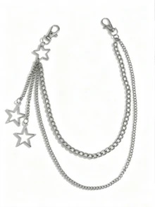 1pc Star Decor Punk Waist Chain, Hip Hop Accessory Pant Chain, Suitable For Daily Wear - Silver - View 15