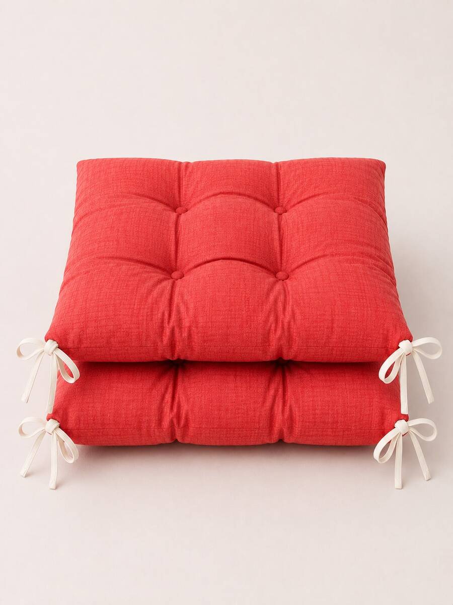 2 Pieces Set Soft Polyester Chair Cushions, Made In Turkey, Machine Washable & Durable, 40 * 40 Cm Seat Pads For Dining, Kitchen, Garden, Office & Cafe Chairs - Hot Pink - View 1