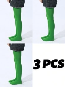 3pcs Plain Colored Kids Dance Stirrup Tights, Soft & Comfortable Leggings For Dance Practices, All Season - Multicolor - View 35