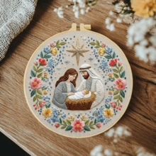 1PC 20*20cm/7.9*7.9in,Devout Prayer Embroidery Kit, DIY Handmade Embroidery Set For Adult Beginners, Home Gift, Women's Sewing Gift, Including User Manual, Printed Pattern Fabric, Embroidery Frame, Needle And Thread. - Devout Prayer - View 6