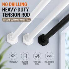 1pc Universal Telescopic Rod, Built-In Sturdy Spring Locking Mechanism, High Load-Bearing Capacity, Honeycomb Base Enhanced Suction Power, Suitable For Shower Curtain Rod, Curtain Rod, Clothes Drying Rod, Wardrobe Rod, Door Curtain Rod, Kitchen Hanging Rod And More - Multicolor - View 1