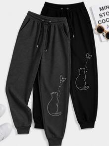 Women Sweatpants - Black, Dark Grey - View 1