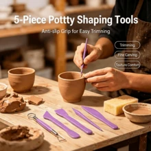 Ceramic Pottery Trimming, Shaping & Repair Tools And Asymmetrical Clay Stamp Tools, 2 Different Shaped Plastic Trimming Scrapers, Each Tool Can Correct 6 Different Thicknesses - Khaki - View 11