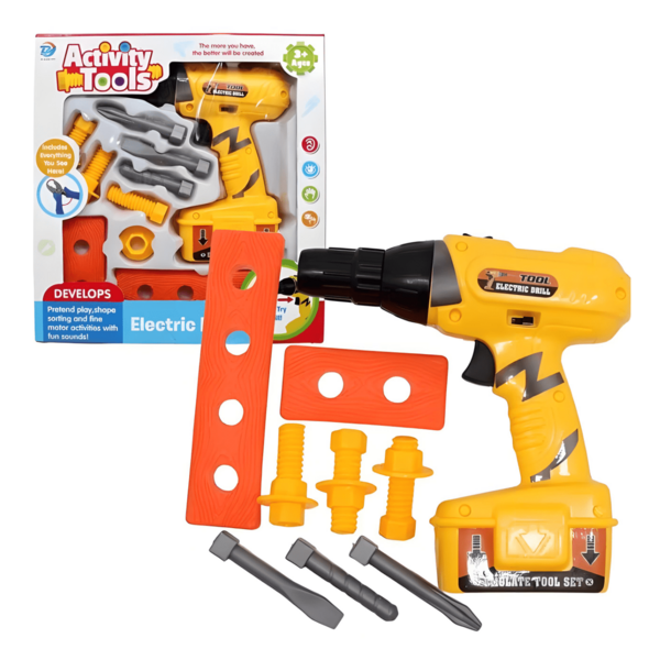 Parafusadeira Eletrica Infantil Kit Ferramentas Brinquedo Furadeira Gira de Verdade Menino