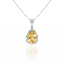 2pcs/Set S925 Sterling Silver Pear-Shaped Cut Yellow Crystal Women's Jewelry Set, Water Drop Pendant Necklace And Dangle Earrings, Suitable For Wedding Party, Best Gift For Her - Yellow - View 11