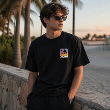 camiseta miami,camisetas para hombre,ropa de verano,streetwear,tops de algodón,camiseta blanca holgada,camiseta personalizada,camiseta negra,regalo para hombre,swag,top negro - Negro - Ver 3