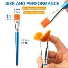 Dom Delfim Flat Head Artist Paint Brush Set 12pcs Blue Handle Wide Brush - 12-pack Blue Handle Wide Brushes - View 2