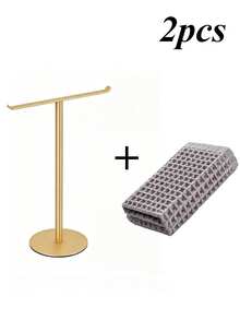 Bathroom T-Shaped Towel Rack Handheld Holder, Lightweight Headband Rack, Kitchen Black Storage Shelf, Sturdy Metal Structure Easy Installation Multi-Functional Home Organizer Rack, Countertop Organizer - View 14