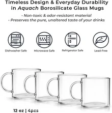 4/8pcs High Borosilicate Glass Mugs Set, Clear Glass Cups With Handle, Heat‑Resistant Drinking Glasses For Tea, Coffee, Juice, Water, Household Daily Use - White - View 3