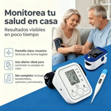 Set de Dispositivos de Control de Salud para Adultos y Ancianos, Mide Presión Arterial, Saturación de Oxígeno y Temperatura Corporal - ALPES-GRIS - Ver 4