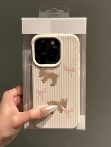 1件 白色條紋蝴蝶結鹿圖案個性化極簡風軟 TPU 防摔時尚手機殼 全包覆防污保護殼，適用於 Apple 18 17 16 15 14 13 12 11 Pro Max Air 及系列 - 彩色 - 查看 3