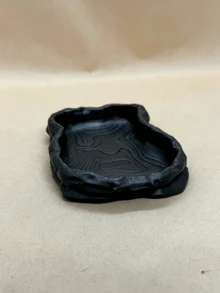 Natural Reptile Bath & Feeding Bowl, Water Dish For Gecko, Lizard, Snake & Turtle, Terrarium Accessories, Reptile Tank Decor - Black - View 2