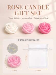 24pcs Rose Scented Candle Gift Set, Includes Organza Bag And Thank You Card, Romantic Rose Shaped Scented Candles, Suitable For Wedding, Party, Proposal, Home Decor - 24pcs - View 3