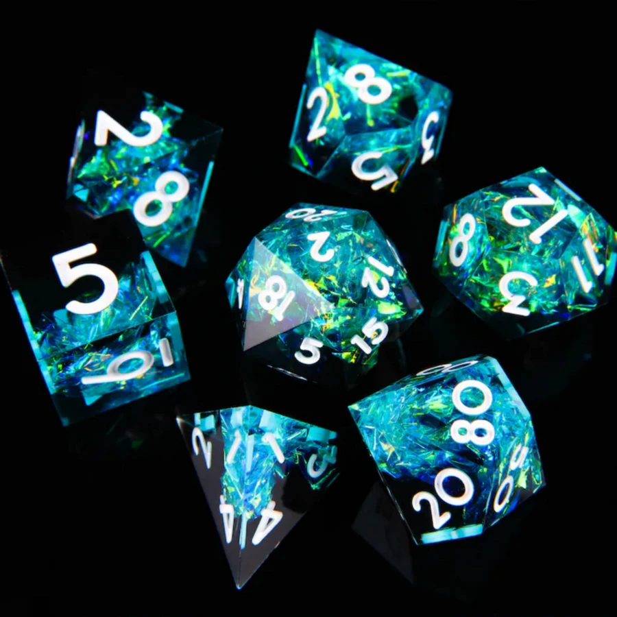 7pcs D&D Dice Set, Sharp Edge Dice Set, D&D Role Playing Game Polyhedral Dice, Suitable For Tabletop Role Playing Games - Multicolor - View 1