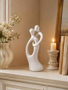 1pc White Abstract Couple Resin Sculpture, Modern Romantic Home Decor - Kissing Couple Sculpture - View 10