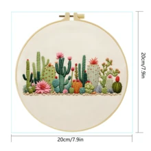 1PC 20*20cm/7.9*7.9in,Various Types Of Plants Embroidery Kit, DIY Handmade Embroidery Set For Adult Beginners, Home Gift, Women's Sewing Gift, Including User Manual, Printed Pattern Fabric, Embroidery Frame, Needle And Thread. - Various Types Of Plants - View 4