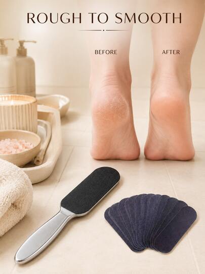 1pc 10pcs Stainless Steel Foot Callus Remover, Foot File With Detachable Replaceable Sandpaper, Foot Care Tool