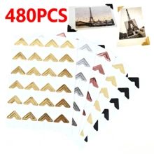 360pcs DIY Vintage Kraft Paper Corner Stickers, For Photo Album, Photo Frame Decoration, Scrapbook, Picture Protection Decoration - Multicolor - View 1
