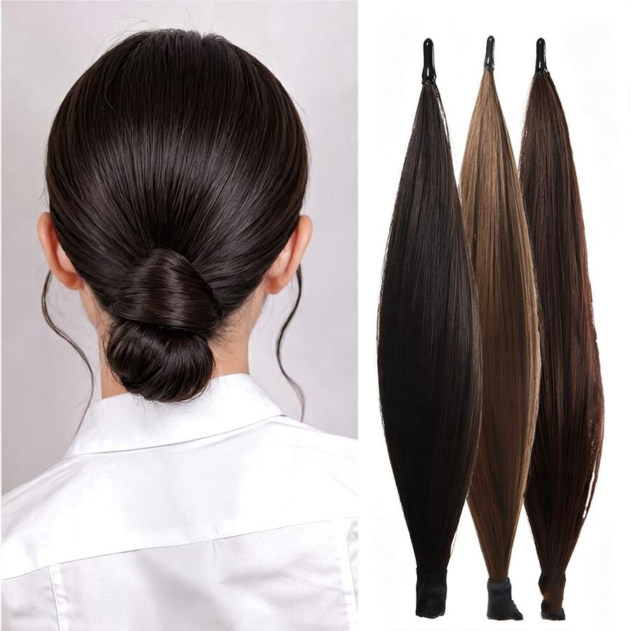 Magic Wand Bun Hair Extension For Women, Self-Wrapping Magic Wand Flower Bun Styling Hair Piece, Invisible Seamless Ponytail Hair Volume Enhancer, Fluffy Hair Accessory - Coffee Brown - View 1