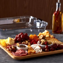 1Pc Bamboo Cheese Tray/Dessert Tray/Fruit Plate With Transparent Lid - View 9