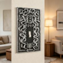 1pc 3D Printed Plastic Medusa Snake Pattern Embossed Switch Plate, Halloween Dark Gothic Style Wall Decor, Personalized Plastic Home Switch Protective Cover - Multicolor - View 2