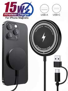 15W 磁吸無線充電底座 無線充電盤，相容 Apple 17/16/15/14/13/12 系列及 Pro Max Mini - 黑色 - 查看 2