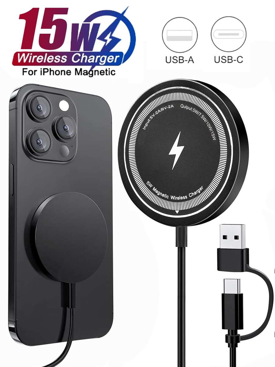 15W 磁吸無線充電底座 無線充電盤，相容 Apple 17/16/15/14/13/12 系列及 Pro Max Mini