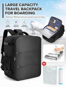 Large Capacity Vacuum Compression Backpack, For 14-15.6 Inch Laptops, Weekend Trip Bag, Airplane Approved, 50% More Space, Anti-Theft, Manual Air Pump - Multicolor - View 3