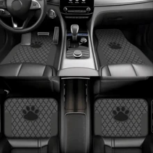 2pcs/4pcs Luxury Black Gray Paw Print Pattern Car Floor Mat Set, Absorbent And Non-Slip, Washable, Fashionable Car Interior Protection, Van, SUV, All Seasons, Neutral V Gift, Material - A - View 1